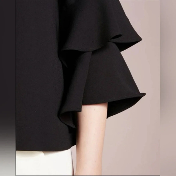 NWOTs J Crew Tiered Bell Sleeve Top Black Crepe Size 4T Spring 2025 - Picture 2 of 16